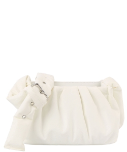Ruched Puffer Crossbody Bag JYE-0478 WHITE